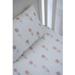 NOU Renkli Laleli Organik Bebek Lastikli Çarşaf Seti (60x120+15) - Spring Tulip