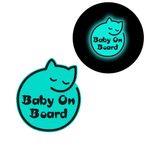 Nouiroy Arabalar için Gemide Bebek Çıkartmaları, Uyuyan Kedi Çıkartması Yansıtıcı Bebek Dikkat Çıkartmaları ve Çıkartmaları 15,5 x 17,7 cm Tampon Çıkartması Güvenlik Uyarı İşareti Vinil Çıkartma (Gök