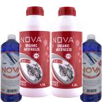 Nova -25 Derece Organik Kırmızı Antifriz 2 X 1.5 Litre Ve 2 Adet Cam Suyu