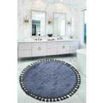 Nova Antrasit Yuvarlak 160X160 Cm Ponpon Sacakli Kaymaz Tabanli Makinede Yikanabilir Banyo Paspasi