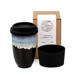 NOVA CERAMICS 340 ml Seyahat Kahve Kupası - Benzersiz Mikrodalga ve Bulaşık Makinesinde Yıkanabilir Kapaklı Bardak - Kadınlar ve Erkekler İçin Hediyeler