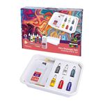 Nova Color Ebru Boya Seti A-4 30 Parça 1 Paket Ebru Sanatı Seti Kitre Kağıt 6 Renkli Boya Fırça Tekne ve Biz