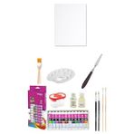 Nova Color Tüp Yağlı Boya Seti 12 ml 12'li 25X35 Tuval Seti Metal Spatül Zemin Fırça Resim Paleti