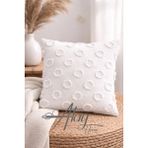 Nova Ekru Şönil Kırlent Kılıfı – Ekru 43X43 cm (50X50 - 30X50 – 40X60 Ölçü Seçenekli) - 43 x 43 cm - Beyaz