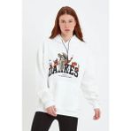 Nova Epoxy Art Dankes Baskılı Kapüşonlu Sweat - Beyaz - XL