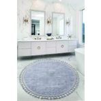 Nova Gri Yuvarlak 120X120 Cm Ponpon Sacakli Kaymaz Tabanli Makinede Yikanabilir Banyo Paspasi