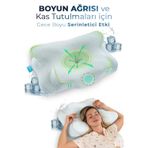 NOVA ICE Serinletici Kılıflı Visco Soğuk Yastık Ortopedik Boyun Destekli Memory Foam Ergonomik Yastık 62x42x13/10cm