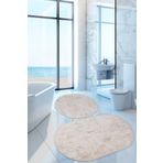 Nova Krem Oval 60X100 + 50X60 Cm 2Li Banyo Paspasi Seti Kaymaz Tabanli Yikanabilir Klozet Takimi