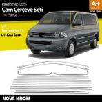 Nova Krom Vw Transporter T5 Kısa Şase Krom Cam Çerçeve Seti 2003-2015 Tek Sürgü