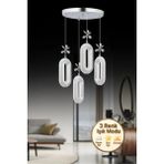 Nova Lighting Alfa 4'lü Gümüş 3 Renk Ledli Kristal Taşlı Modern LED Avize - Krom