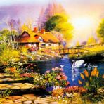Nova Puzzle 1000 Parça Kuğulu Bahçe Puzzle