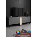 NOVA TV ÜNİTESİ LED IŞIKLI METAL AYAKLI MODERN TASARIM ANTRASİT TV SEHPASI