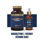 Novacolin Premium Magnezyum L-Treonat 90 Kapsül + Vitamin D3 K2 Damla 20 ML