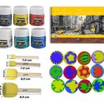 novacolor parmak boyası resim defteri baskı seti ponpon fırçalı
