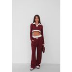novafems Polo Yaka Garnili Crop Sweatshirt