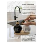 novaliz home 2'li Küre Form Mat Cam Sıvı Sabunluk Seti - Bambu Altlıklı ve Bambu Kapaklı Mutfak/Banyo Seti
