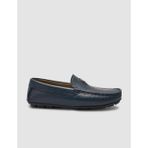 Novamir %100 Hakiki Deri Lacivert Logo Detaylı Erkek Loafer Ayakkabı