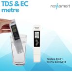 NOVASMART Tds & Ec Su Ölçer | Tds Metre - Dijital Su Kalite Test Cihazı | Hidroponik, Akvaryum ve Içme Suyu Ölçüm - 1BW-Beyaz