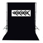 Novatechpro 1.5x2 Metre Black Screen Siyah Fon Perde ve Taşınabilir 2 Ayaklı Fon Standı + 4 Adet Fon Mandalı