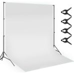 Novatechpro 150X200 cm White Screen Beyaz Fon Perde Foto ve Ürün Çekimleri Için ve Taşınabilir 2 Ayaklı Fon Standı 1.5x2 M