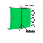 Novatechpro 2X2M Chromakey, Green Screen ,greenbox Yeşil Fon Kiti T Braket Standı + 5 Adet Klipsler
