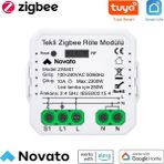 Novato Tuya Uyumlu Zigbee Akıllı Anahtar (10A - 220V Röle) Tek Çıkışlı, Anahtar Girişli, Google Asistan, Alexa Home Assistant Zigbee2MQTT ZHA Destekli Switch - 1 Adet