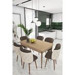 Novella Serisi, 80x132 Mutfak Ve Salon Yemek Masası Takımı (6 Adet Sandalyeli) Krem