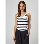 Novelle Geniş Askılı Fitilli Atlet - Siyah - Beyaz - 2XL