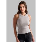 Novelle Halter Yaka Fitilli Atlet - Gri Melanj - 2XL