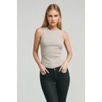 Novelle Halter Yaka Fitilli Atlet - Gri Melanj - S