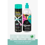 NOVEX Mystic Black - Kuru Bukleli Saçlar Için Onarıcı Şampuan 300ml Durulanmayan Bakım Kremi 500ml