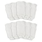 Novibaby 10'lu Ribana Bebek Atlet Body Zıbın Raporlu Çıtçıtlı Beyaz 100% Pamuk - Ribana Bebek Body Zıbın (Beyaz, 0-3 Ay)