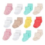 Novibaby 12'li Bambu Yenidoğan Bebek Çorap, Kız Erkek Bebek Çorabı (Baby Girl, 0-6 Ay)