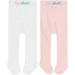 Novibaby 2'li Bebek Pamuklu Külotlu Çorap, Çocuk Yenidoğan Pamuk Kız Erkek Okul Çorabı, Beyaz Ekru Pembe - Pembe - Beyaz - 7 - 8 Yaş