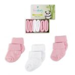 Novibaby 3lü Bambu Yenidoğan Bebek Çorap I Pinky I 0-6 Ay