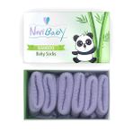 Novibaby 3'lü Bambu Yenidoğan Bebek Çorap (Purple, 0-6 Ay)