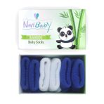 Novibaby 3'lü Bambu Yenidoğan Bebek Çorap (White Blue, 6-12 Ay)