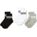 Novibaby 3'lü Pamuklu Çocuk Kolej Soket Çorap Bebek Unisex Kız Kadın Erkek Okul Çorabı, Beyaz Siyah Pembe - 3 - 4 Yaş - Siyah - Beyaz - Gri