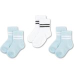 Novibaby 3'lü Pamuklu Çocuk Kolej Soket Çorap Bebek Unisex Kız Kadın Erkek Okul Çorabı, Beyaz Siyah Pembe - 7 - 8 Yaş - Mavi - Beyaz