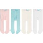 Novibaby 4'lü Bebek Pamuklu Külotlu Çorap, Çocuk Yenidoğan Pamuk Kız Erkek Okul Çorabı, Beyaz Ekru Pembe Vs. - Çok Renkli-KR9 - 1 - 2 Yaş