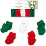 Novibaby 5'li Bambu Yenidoğan Bebek Çorabı I Christmas I 0-6 Ay - 0 - 6 Ay - Kırmızı - Yeşil