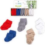 Novibaby 5'li Bambu Yenidoğan Bebek Çorabı I Cold Weather I 0-6 Ay - 0 - 6 Ay - Lacivert - Kırmızı - Bej