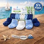 Novibaby 5'li Bambu Yenidoğan Bebek Çorabı I Mix Blue I 0-6 Ay - 0 - 6 Ay - Lacivert - Mavi - Beyaz
