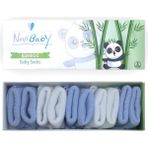 Novibaby 5'li Bambu Yenidoğan Bebek Çorap I Bluemy I Kız Erkek Bebek Çorabı - Mavi - Beyaz - 1,5 - 2 Yaş