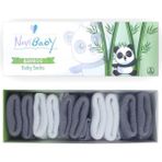 Novibaby 5'li Bambu Yenidoğan Bebek Çorap I Cloudy I Kız Erkek Bebek Çorabı - Gri - Beyaz - 6 - 12 Ay