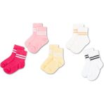 Novibaby 5'li Pamuklu Çocuk Kolej Soket Çorap Bebek Unisex Kız Kadın Erkek Okul Çorabı, Beyaz Siyah Pembe - Fuşya - Pembe - Krem Rengi - 9 - 10