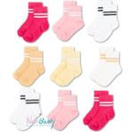 Novibaby 9'lu Pamuklu Çocuk Kolej Soket Çorap Bebek Unisex Kız Kadın Erkek Okul Çorabı, Beyaz Siyah Pembe - 5 - 6 Yaş - Fuşya - Pembe - Krem Rengi