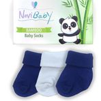 Novibaby Bambu White Blue 0-6 Ay 3'lü Yenidoğan Bebek Çorabı