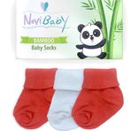 Novibaby Bambu White Orange 0-6 Ay 3'lü Yenidoğan Bebek Çorabı