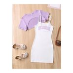 NoVibe Çocuk Los Angeles Baskılı Elbise & Crop T-shirt Kombin